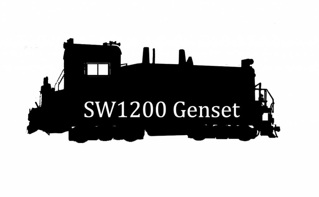 Silhouette of a 1200 horsepower switcher locomotive called a GenSet