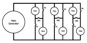 Electrical Schematic wiring diagram showing showing traction motor circuit wired in series and parallel
