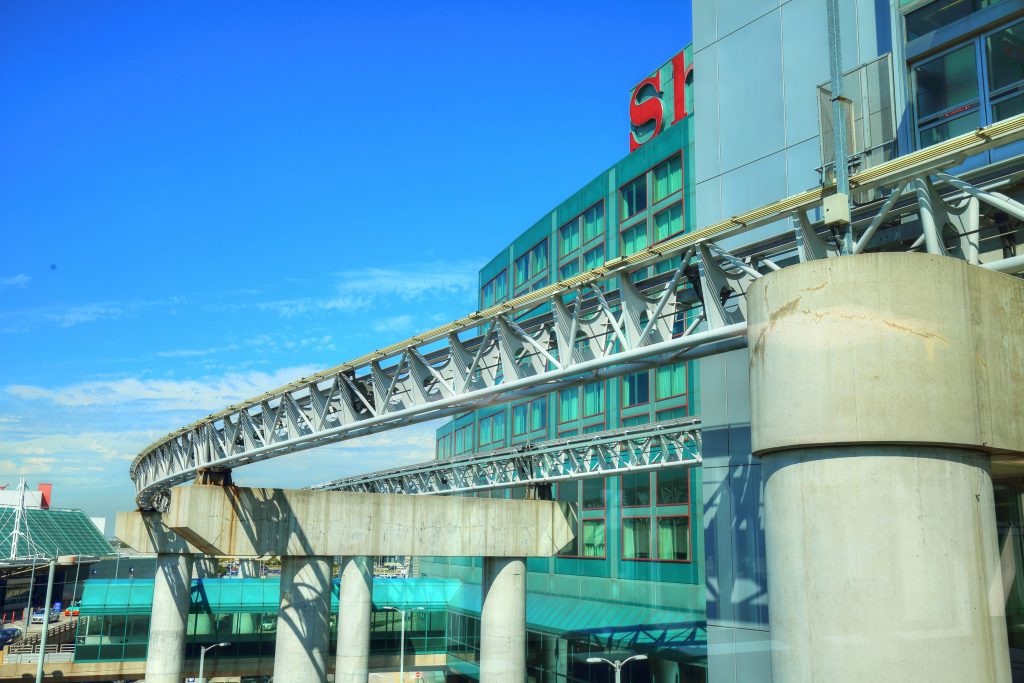 Union Station Pearson Airport train track in the sky beautiful aqua colours and modern looking